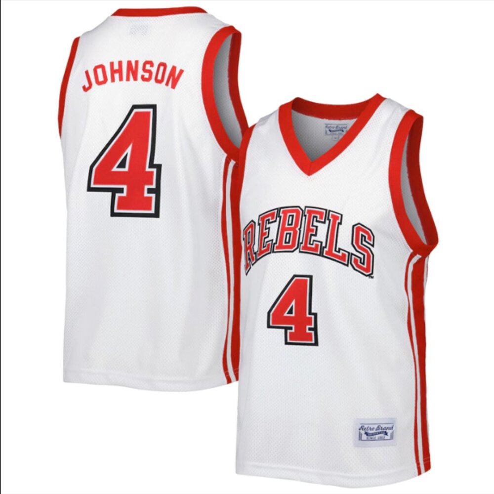 UNLV Rebels Larry Johnson White Jersey by The Original Retro Brand, #4, NWT, L